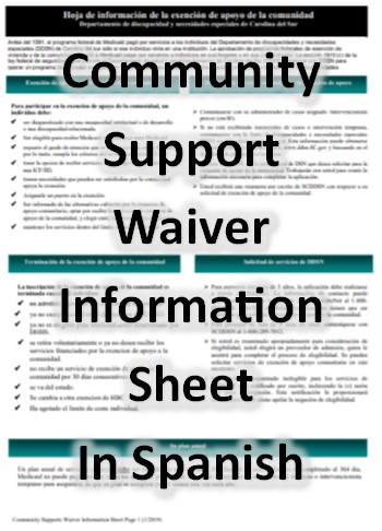 Screenshot of Community Support Waiver Info sheet.  Opens IDRD Waiver Info Sheet in Spanish (PDF)