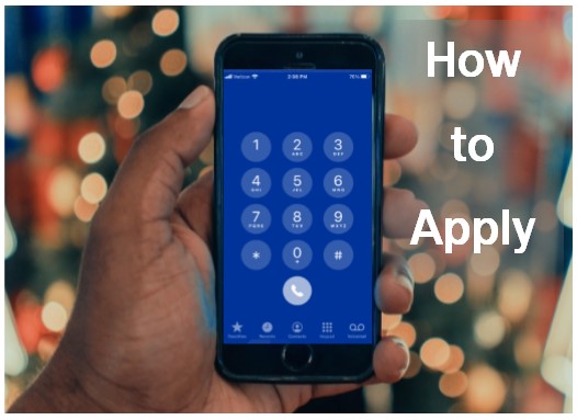 Hand holding a smartphone.  Opens How to Apply flyer (PDF).
