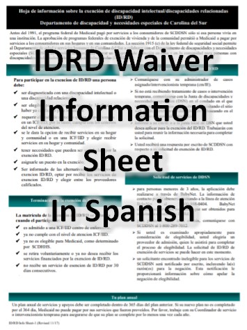 Screenshot of IDRD Waiver Info sheet.  Opens IDRD Waiver Info Sheet in Spanish (PDF)