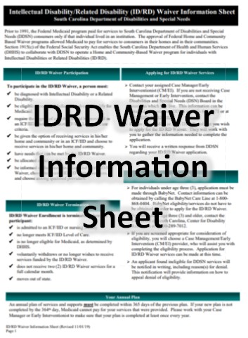 Screenshot of IDRD Waiver Info sheet.  Opens IDRD Waiver Info Sheet (PDF)