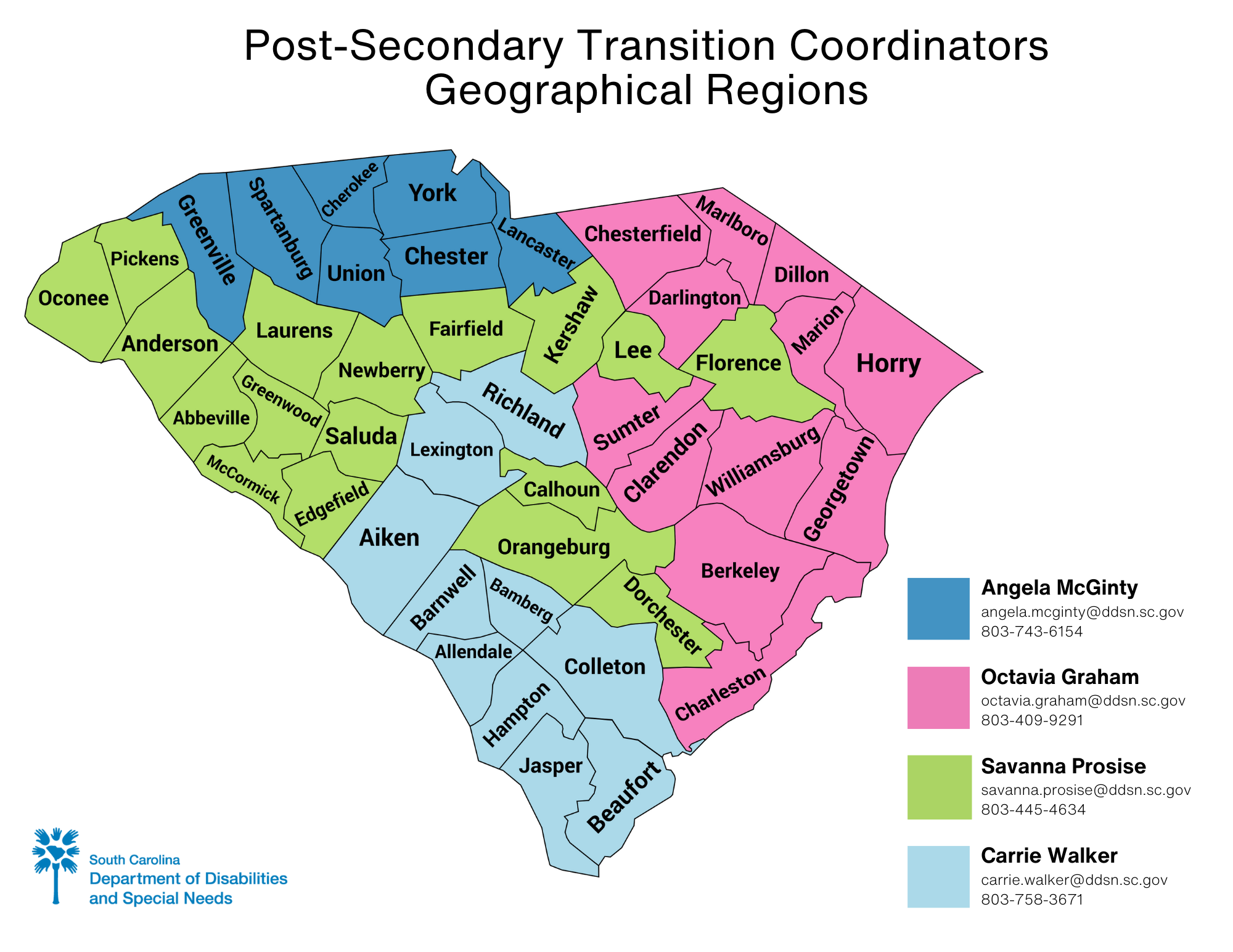 Post-Secondary Transitional Coordinators Geographical Regions