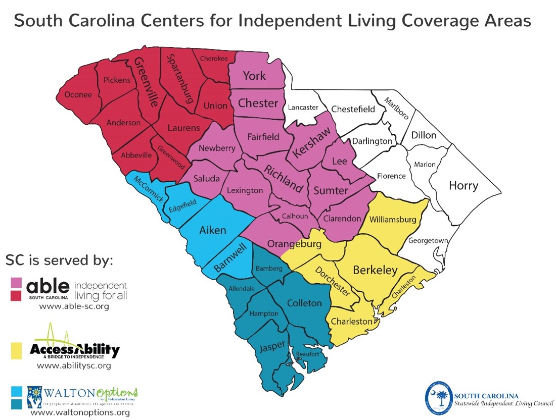 South Carolina Centers for Independent Living Coverage Areas